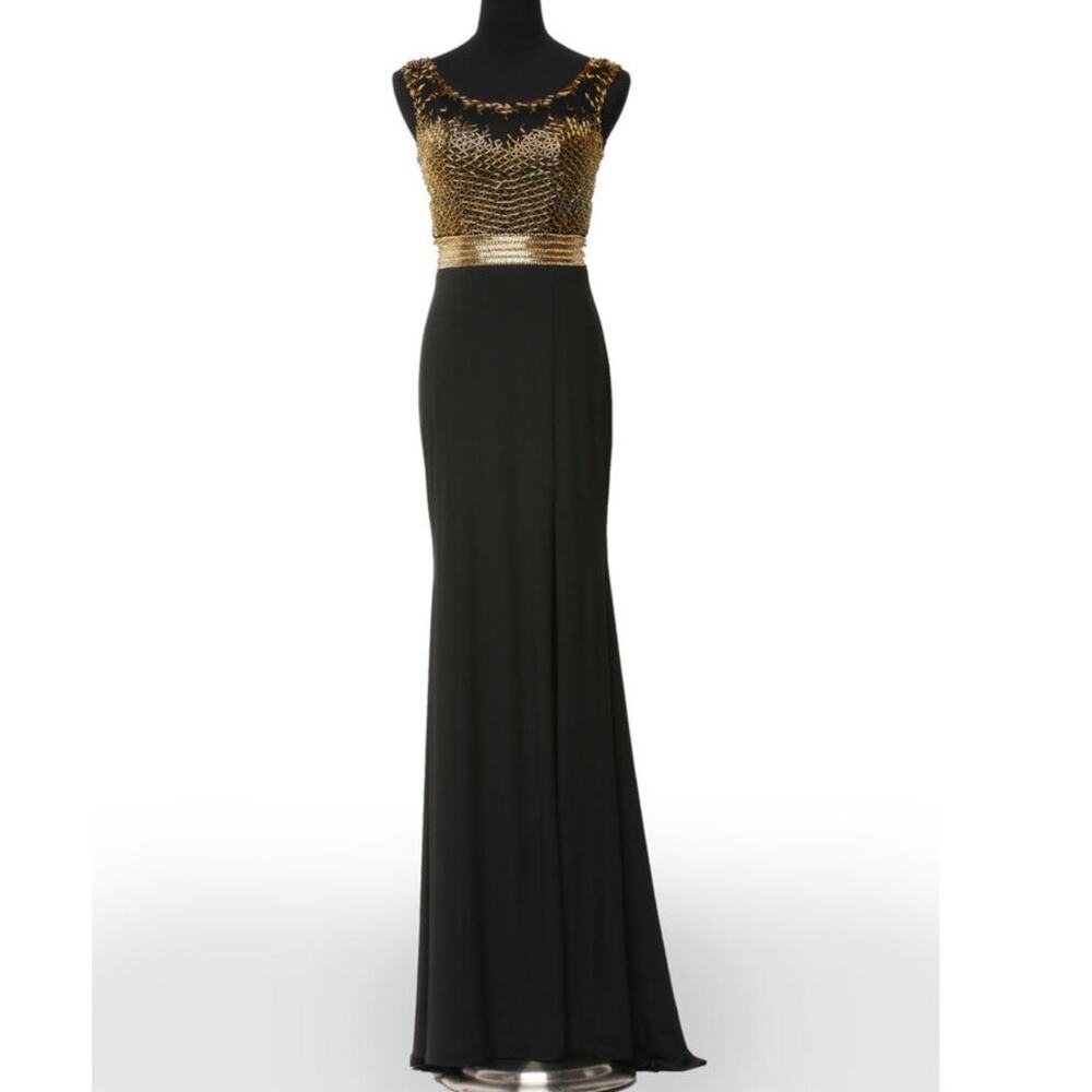Xtreme Black and Gold Prom Dress with Beading size 10